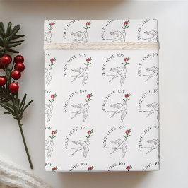 PEACE LOVE JOY Kerstvakantie Snowbird Cadeaupapier
