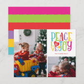 Peace Love Joy Kleurrijke Familie Kinder 2-Foto Feestdagenkaart (Voorkant / Achterkant)