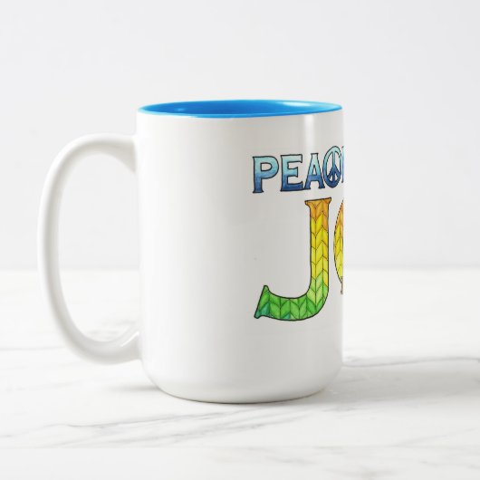 Peace Love Joy Knitting Kat Gepersonaliseerd Tweekleurige Koffiemok (Links)