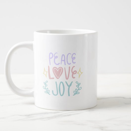 Peace Love Joy 😁 koffiespecialiteit mok (Links)