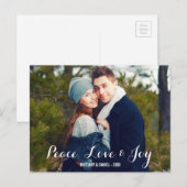 Peace Love & Joy Koppel Foto Postkaart W Feestdagenkaart (Voorkant / Achterkant)