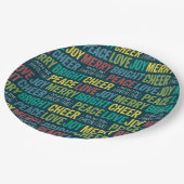 Peace Love Joy Merry Cheer met aangepaste familien Papieren Bordje (Gekanteld)