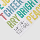 Peace Love Joy Merry Cheer met aangepaste familien Tissuepapier (Detail)