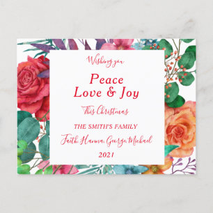 Peace Love Joy Merry Family Kerstmis Briefkaart