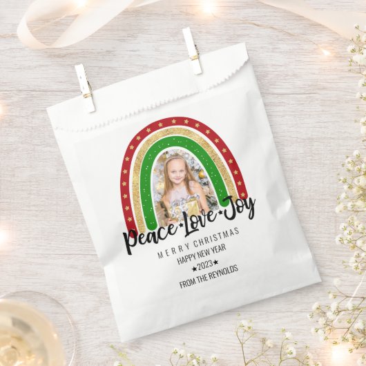 Peace Love Joy Merry kerstregenboogfoto Bedankzakje (Geknipt)