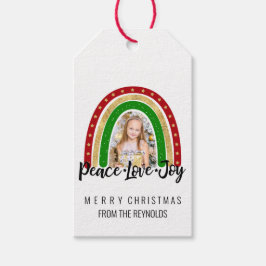 Peace Love Joy Merry kerstregenboogfoto Cadeaulabel