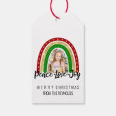 Peace Love Joy Merry kerstregenboogfoto Cadeaulabel (Achterkant)
