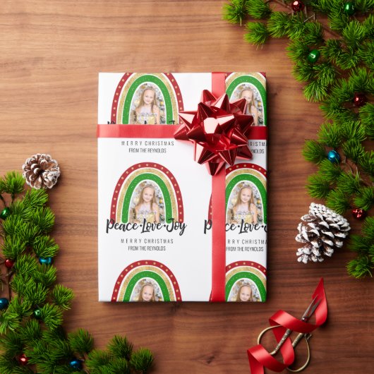 Peace Love Joy Merry kerstregenboogfoto Cadeaupapier (Feestdagen Geschenken)
