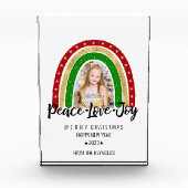 Peace Love Joy Merry kerstregenboogfoto Fotoblokken (Voorkant)