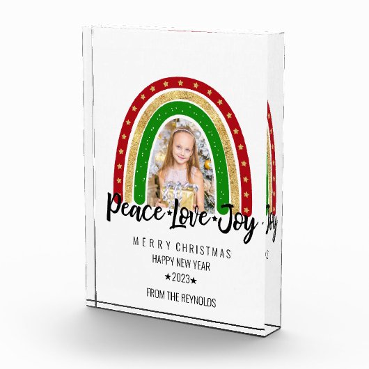 Peace Love Joy Merry kerstregenboogfoto Fotoblokken (Rechts)