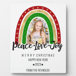 Peace Love Joy Merry kerstregenboogfoto Fotoplaat