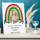 Peace Love Joy Merry kerstregenboogfoto Fotoplaat (Zijkant)