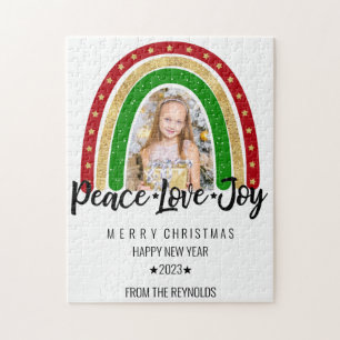 Peace Love Joy Merry kerstregenboogfoto Legpuzzel