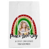Peace Love Joy Merry kerstregenboogfoto Medium Cadeauzakje (Achterkant)