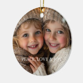 Peace Love Joy Minimal Classic Kerstfoto Keramisch Ornament (Links)