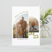 Peace Love Joy Minimalist Family Christmas Photo Feestdagenkaart (Staand voorkant)