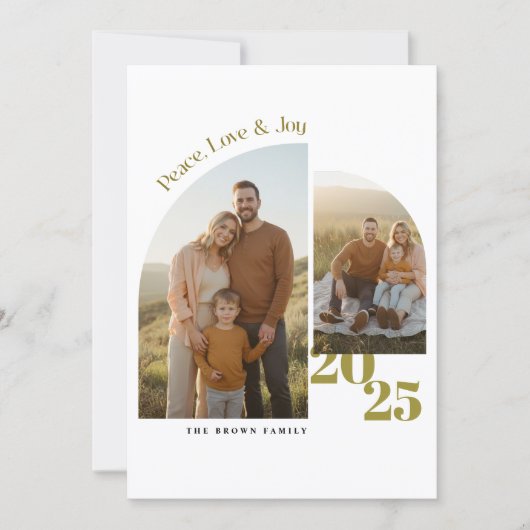 Peace Love Joy Minimalist Family Christmas Photo Feestdagenkaart (Voorkant)