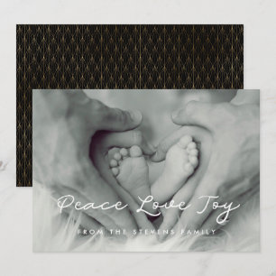 Peace Love Joy Minimalistische Vakantie Fotokaart Feestdagenkaart