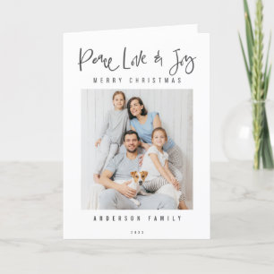 Peace Love & Joy Modern Chic Photo Holiday Feestdagen Kaart