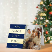 Peace, Love & Joy Modern FotoKerstmis Folie Feestdagenkaart