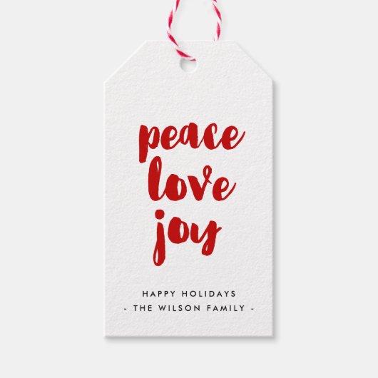 Peace Love Joy Modern Holiday Cadeaulabel (Voorkant)