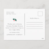 Peace Love & Joy Modern Holly Berries Foliage Feestdagenkaart (Achterkant)