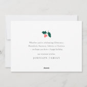 Peace Love & Joy Modern Holly Berries Foliage Feestdagenkaart (Achterkant)