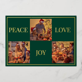 Peace Love & Joy Modern Minimum Family Photo Real Folie Feestdagenkaart