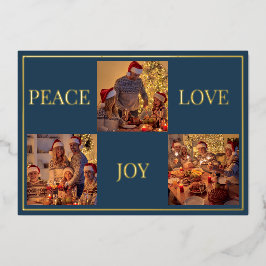 Peace Love & Joy Modern Minimum Family Photo Real Folie Feestdagenkaart