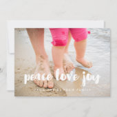 Peace Love Joy Moderne familiefoto Feestdagenkaart (Voorkant)