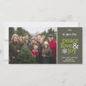 Peace Love & Joy - Moderne foto Feestdagenkaart (Voorkant)