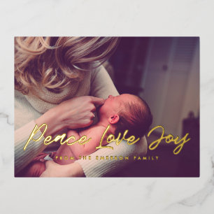 Peace Love Joy moderne foto Folie Feestdagen Briefkaart