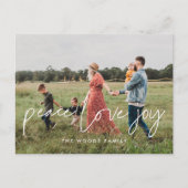 Peace Love Joy Moderne minimalistische vakantiefot Briefkaart (Voorkant)