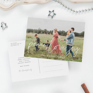 Peace Love Joy Moderne minimalistische vakantiefot Briefkaart