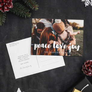 Peace Love Joy Moderne vakantie familie foto Briefkaart