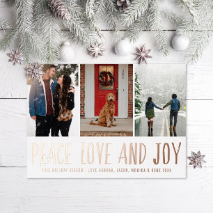 Peace Love Joy Multi-Photo Folie Feestdagenkaart