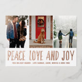 Peace Love Joy Multi-Photo Folie Feestdagenkaart (Voorkant)