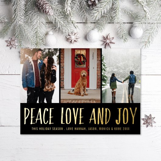 Peace Love Joy Multi-Photo Holiday Kaart Foto Foli