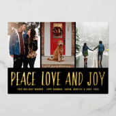 Peace Love Joy Multi-Photo Holiday Kaart Foto Foli (Voorkant)