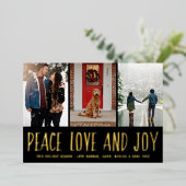 Peace Love Joy Multi-Photo Holiday Kaart Foto Foli (Staand Voorkant)
