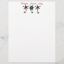 Peace Love Joy Ornamenten kerstbriefpapier