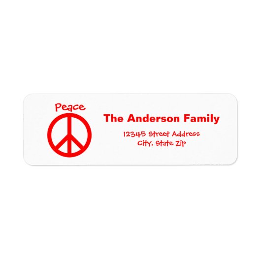Peace, Love, Joy Peace Sign - Adres Label (Voorkant)