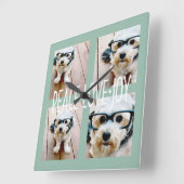 Peace Love Joy Photo Collage Holiday Greep Vierkante Klok (Hoek)