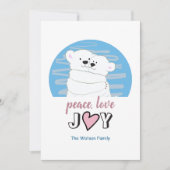 Peace Love Joy Polar Beren Kerst Feestdagenkaart (Voorkant)