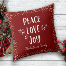 "Peace Love Joy" Quote Modern Typography Red Name