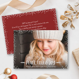 Peace Love Joy Quote Typografie Chic Custom Photo Feestdagenkaart