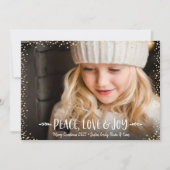 Peace Love Joy Quote Typografie Chic Custom Photo Feestdagenkaart (Voorkant)