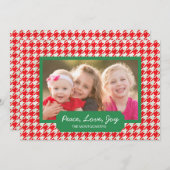 Peace Love Joy Red Houndstooth Vakantiefoto Kaart (Voorkant / Achterkant)