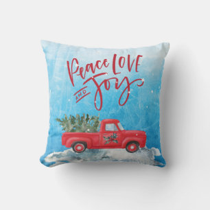 Peace, Love, Joy  Red Truck Kussen