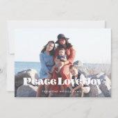 Peace Love Joy  Retro Inspirerend Foto Feestdagenkaart (Voorkant)